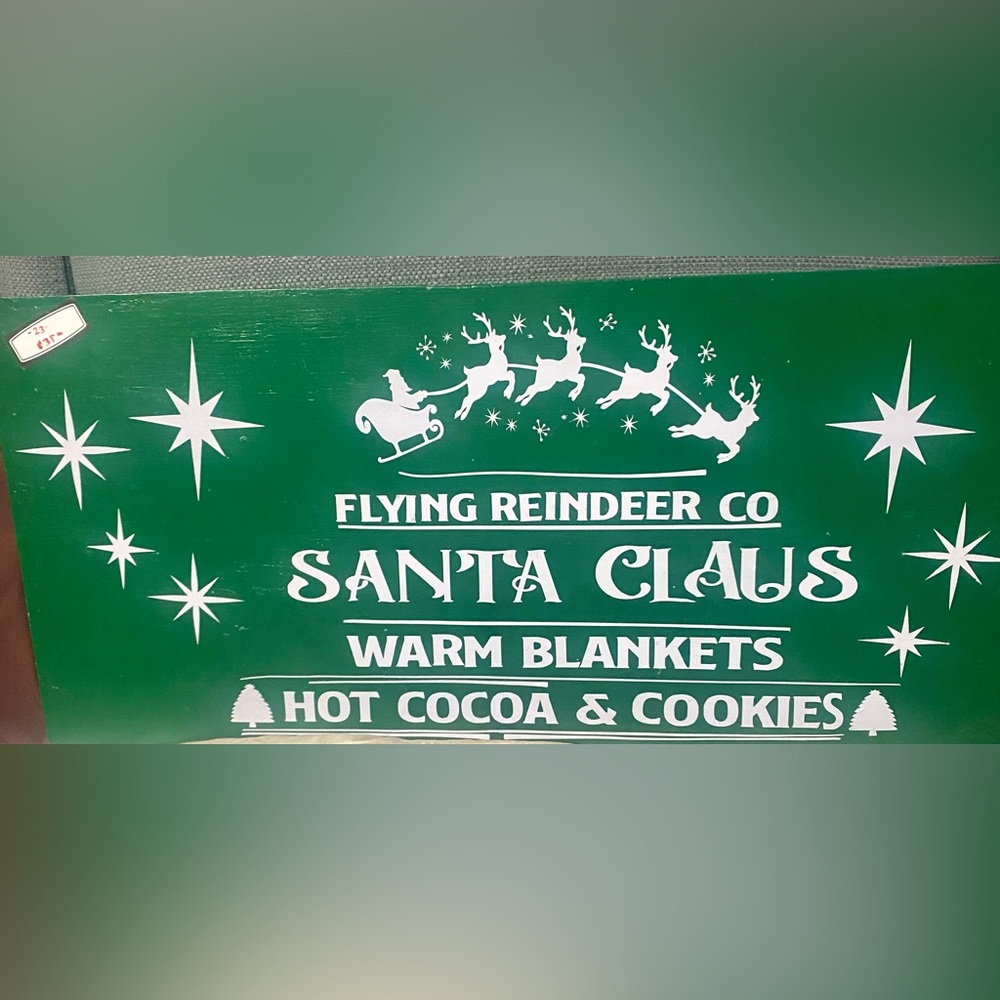 Nwt….custom made wall sign that says flying reindeer company…..large size